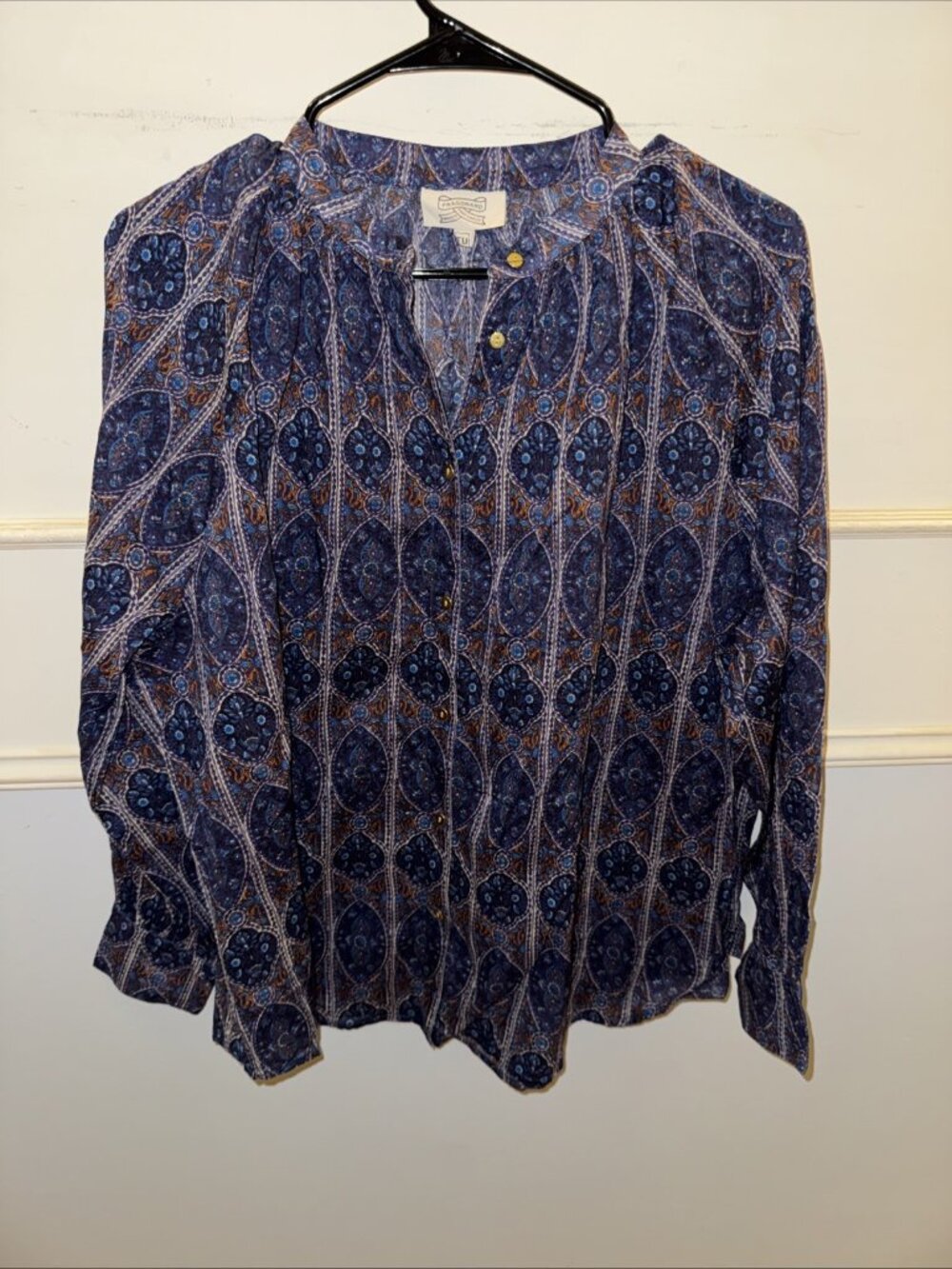 Fragonard Parfumeur Puff Sleeve Smocked Top, Size TU (One Size) Baroque Print